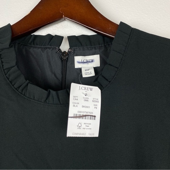 J. Crew Petite Ruffleneck Sleeveless Suiting Mini Dress Black Size 8P NWT - Picture 7 of 8